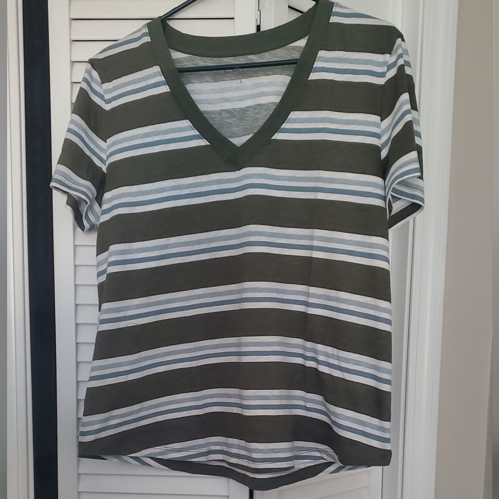 Striped V-Neck Women's Top